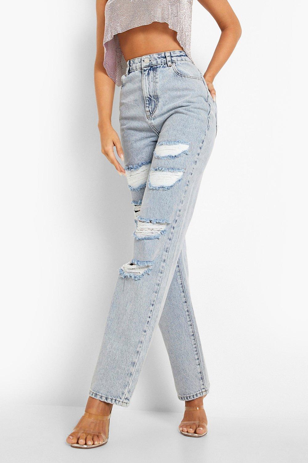 Distressed acid wash hot sale jeans